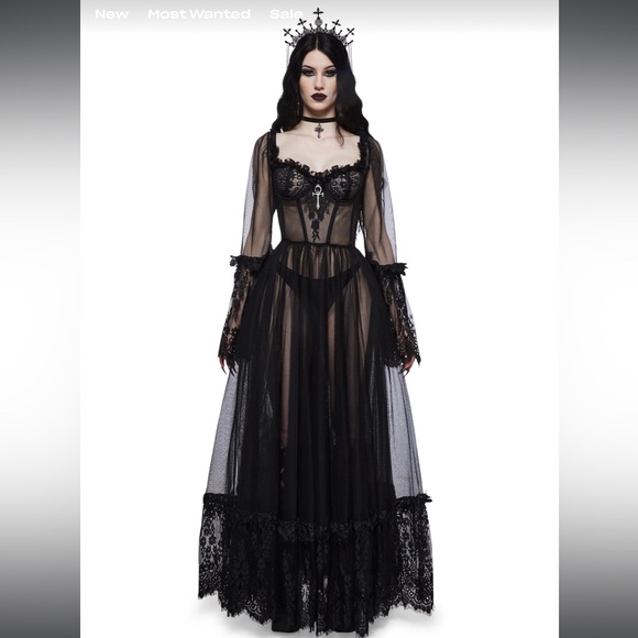 Dolls Kill Dresses & Skirts - NWT Black Widow Dance with Death with Red lace Dress